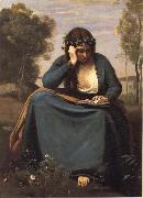Corot Camille Reader crowned of flowers or The Muse of virgil oil painting